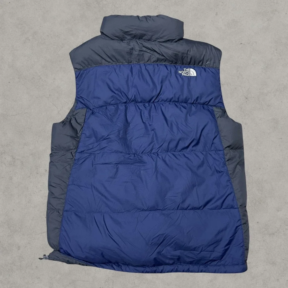 The North Face 550 Down Puffer Vest Mens Large Blue Grey Quilted Full Zip